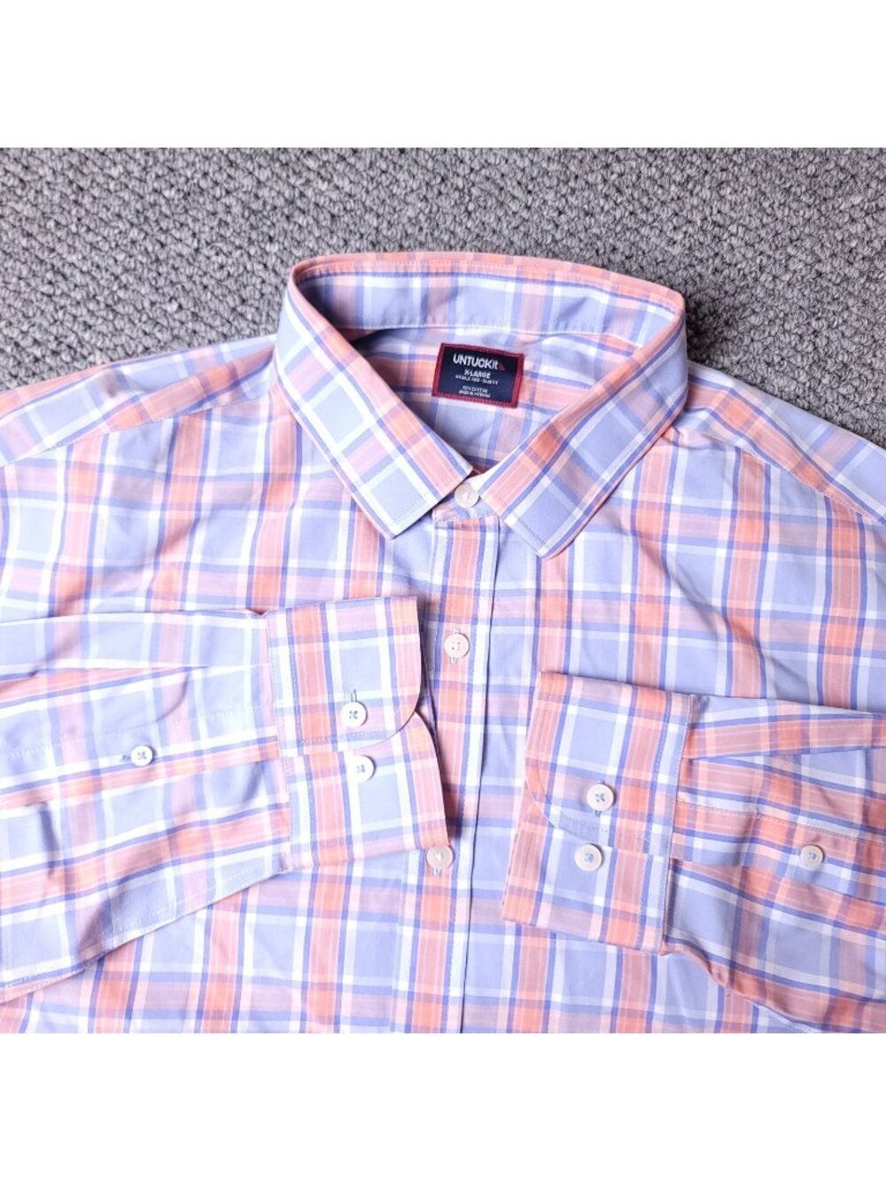 UNTUCKit Shirt Mens XL Slim Blue Button Long Sleeve Plaid Cotton